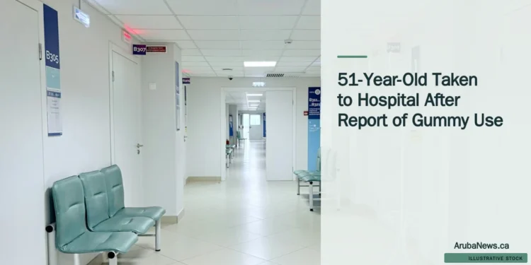 Illustrative stock photograph for “51-Year-Old Taken to Hospital After Report of Gummy Use”: Empty hospital corridor with benches and doors Photograph by Tasha Kostyuk via Unsplash. This is not a photograph of the specific Aruba news event.