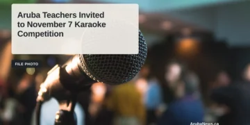 Aruba Teachers Invited to November 7 Karaoke Competition A microphone during a karaoke night in Perth, Australia; illustrative file photo, not the Aruba event.