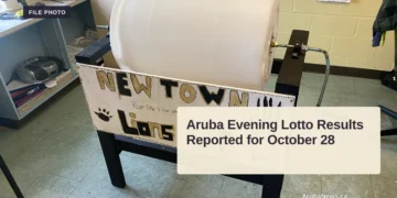 A real lottery draw drum shown as a file photo; it is not the October 28 Aruba draw.