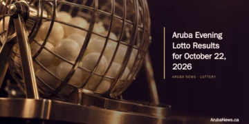 Aruba Evening Lotto Results for October 22, 2026 Conceptual editorial illustration of an unnumbered lottery draw drum with white balls; not a photograph of Aruba’s October 22 draw.