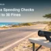 Conceptual editorial illustration of a roadside speed-monitoring device beside a sunlit Aruba road; not a photograph of the reported police operation.