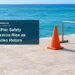 Conceptual editorial still life of a plain traffic cone and unmarked barrier beside water; not a photograph of Bali pier or evidence of its condition.