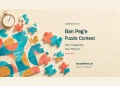 Conceptual editorial illustration of colourful jigsaw puzzle pieces on a table with a timer; not a photograph of Ban Peg’e competitors.