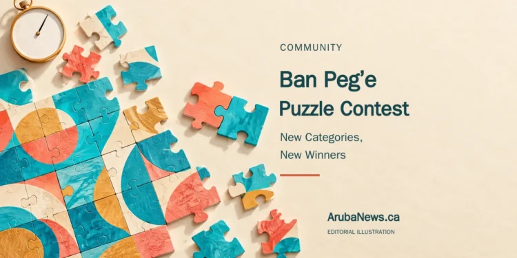 Ban Peg’e Puzzle Contest Adds Categories and Names Winners Conceptual editorial illustration of colourful jigsaw puzzle pieces on a table with a timer; not a photograph of Ban Peg’e competitors.