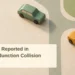 No Injuries Reported in Cas Ariba Junction Collision Conceptual editorial illustration of two separated unbranded car models beside a simplified junction, with the article headline and ArubaNews.ca branding; not the Cas Ariba scene.