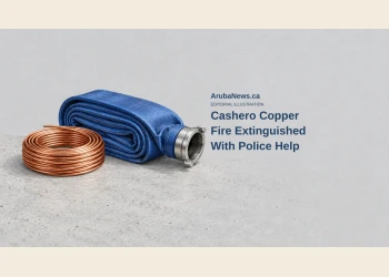 Conceptual editorial illustration of a plain copper-wire coil and an unmarked fire hose; not actual evidence, the Cashero address or a reconstruction of the fire.