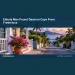 Conceptual editorial illustration: A quiet generic Caribbean residential street at soft dawn, empty front porch and flowering potted plant, gentle blue and rose palette, contemplative wide composition. Not a photograph of the actual people, event or location.