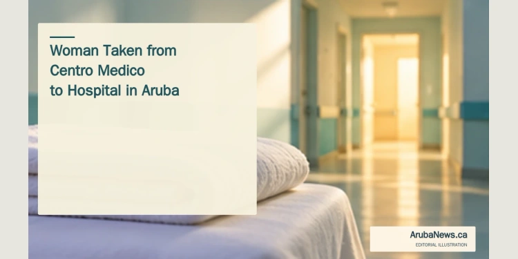 Conceptual editorial illustration of a folded blanket and softly lit medical corridor; not a photograph of Centro Medico or the patient.