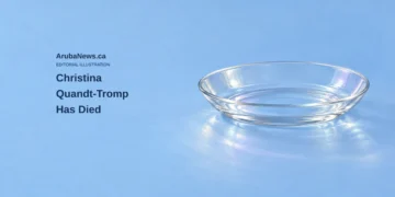 Conceptual tempera illustration of an empty clear-glass dish on a powder-blue surface; not Christina Quandt-Tromp’s belongings, an actual funeral scene or documentary evidence.