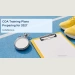 Conceptual editorial illustration of running shoes, a blank clipboard and stopwatch; not a photograph of COA’s workshop or a selected athlete.