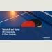 Conceptual editorial illustration of two table-tennis paddles, a ball and net; not a photograph of the Copa Aruba doubles winners.
