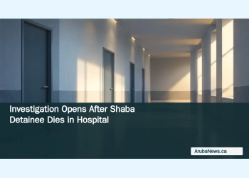 Conceptual editorial illustration of an empty sunlit corridor with closed doors; not a photograph of Shaba Police Station or incident evidence.
