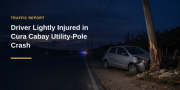 Driver Lightly Injured in Cura Cabay Utility-Pole Crash