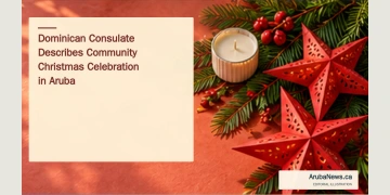 Dominican Consulate Describes Community Christmas Celebration in Aruba Conceptual editorial illustration of paper stars and seasonal decorations on a sunlit tabletop; not a photograph of the Dominican consulate celebration.