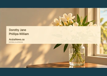 Conceptual editorial illustration; pale cream flowers in a simple glass vase beside a softly lit window, warm late-afternoon light, delicate sage and ivory palette, off-center composition with spacious negative space. Not a documentary image of the reported event.