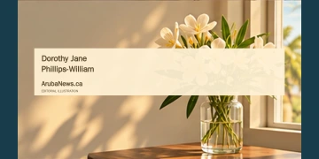 Conceptual editorial illustration; pale cream flowers in a simple glass vase beside a softly lit window, warm late-afternoon light, delicate sage and ivory palette, off-center composition with spacious negative space. Not a documentary image of the reported event.