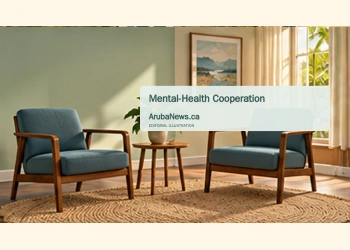 Conceptual editorial illustration of an empty consultation room and plant; not a photograph of Respaldo or its patients.