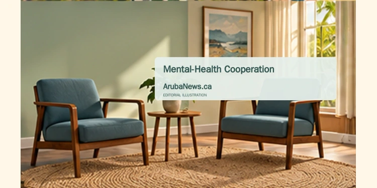 Conceptual editorial illustration of an empty consultation room and plant; not a photograph of Respaldo or its patients.