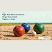 Conceptual editorial illustration of bolas balls on a sandy playing surface; not a photograph of the Eagle Boys tournament.