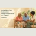Editorial illustration of older adults and a care professional in conversation in an airy Caribbean community room; not a photograph of symposium participants.