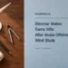 Conceptual editorial illustration of a tabletop wind-turbine model, blank rolled paper, drafting compass and pencil beside an Eleomar Mateo MSc headline and ArubaNews.ca branding.
