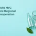 Eman Visits HVC to Explore Aruba Waste Cooperation Conceptual editorial illustration of sorted recyclable glass, cardboard and a metal can, not an actual HVC facility or proposed plant, with the regional waste cooperation headline and ArubaNews.ca branding.