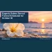 Conceptual editorial illustration: Respectful still life of a single cream flower on pale stone beside a softly blurred sea at sunrise, lavender and warm sand palette, low close viewpoint, open right side. Not a photograph of the actual people, event or location.
