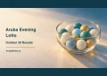 Conceptual editorial illustration of unnumbered lottery balls in a clear bowl under evening lighting; not a photograph of the October 30 draw.