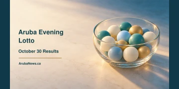 Conceptual editorial illustration of unnumbered lottery balls in a clear bowl under evening lighting; not a photograph of the October 30 draw.