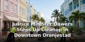 Justice Minister Dowers Steps Up Cleanup in Downtown Oranjestad
