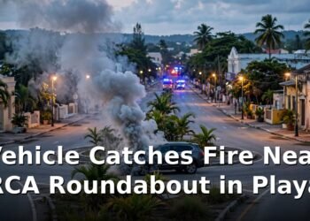 Vehicle Catches Fire Near RCA Roundabout in Playa