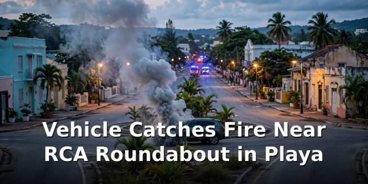 Vehicle Catches Fire Near RCA Roundabout in Playa