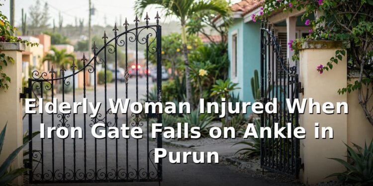 Elderly Woman Injured When Iron Gate Falls on Ankle in Purun