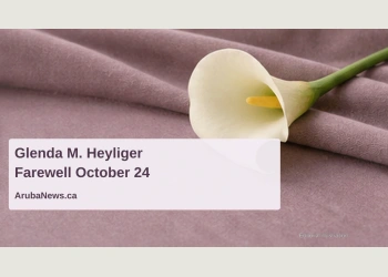 Editorial memorial illustration of an ivory calla lily on fabric; not a photograph of Glenda M. Heyliger or the funeral venue.