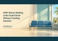 Editorial illustration of three empty blue hospital waiting-room chairs in Caribbean daylight, with the headline about HOH funding and ArubaNews.ca branding.