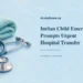 ImSan Child Emergency Prompts Urgent Hospital Transfer Conceptual colored-pencil editorial illustration of a stethoscope and folded teal blanket with the ImSan child emergency headline; symbolic medical care, not the child or actual incident.