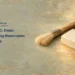 Conceptual editorial illustration of a generic conservation brush and plaster sample; not the John G. Eman building, actual restoration tools, damaged material or a proposed final design.