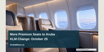 Conceptual editorial illustration of an empty generic premium aircraft cabin with broad seats and soft blue window light, no airline logos, exact aircraft configuration or people; not a documentary photograph of the people, venue or event.