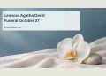 Leonora Agatha Gerôt Funeral Announced for October 27 Editorial memorial illustration of a white orchid and a pale stone on fabric; not a photograph of Leonora Agatha Gerôt or the funeral venue.