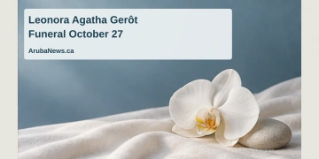 Leonora Agatha Gerôt Funeral Announced for October 27 Editorial memorial illustration of a white orchid and a pale stone on fabric; not a photograph of Leonora Agatha Gerôt or the funeral venue.