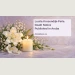 Respectful editorial still-life illustration of white flowers and a softly lit candle; not a portrait or photograph of an actual memorial service.