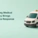 Malmokweg Medical Emergency Brings Ambulance Response Conceptual editorial illustration of an unmarked ceramic emergency-transport van model on mint green, with the Malmokweg headline; not the actual vehicle, woman or incident.