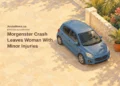 Morgenster Crash Leaves Woman With Minor Injuries Conceptual editorial illustration of a generic compact car near a low garden boundary in a Caribbean neighbourhood; not a photograph of the actual crash.