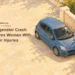 Conceptual editorial illustration of a generic compact car near a low garden boundary in a Caribbean neighbourhood; not a photograph of the actual crash.