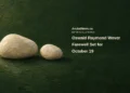 Oswald Raymond Wever Farewell Set for October 19 Conceptual editorial illustration of smooth pebbles on a simple dark surface; not actual personal belongings, a funeral venue or ceremony.
