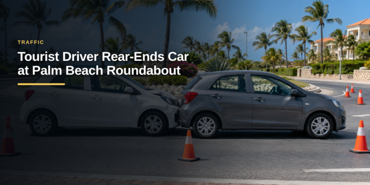 Tourist Driver Rear-Ends Car at Palm Beach Roundabout