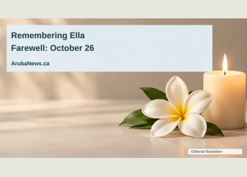 Conceptual editorial illustration of a single white flower beside a softly glowing candle on a pale neutral surface, quiet side lighting, no portrait, religious symbols or writing; not a documentary photograph of the people, venue or event.