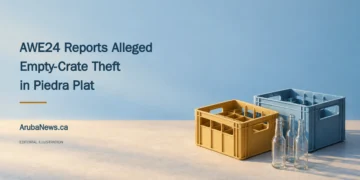 Conceptual editorial illustration of unbranded beverage crates and empty bottles; not evidence or security footage of the alleged theft.