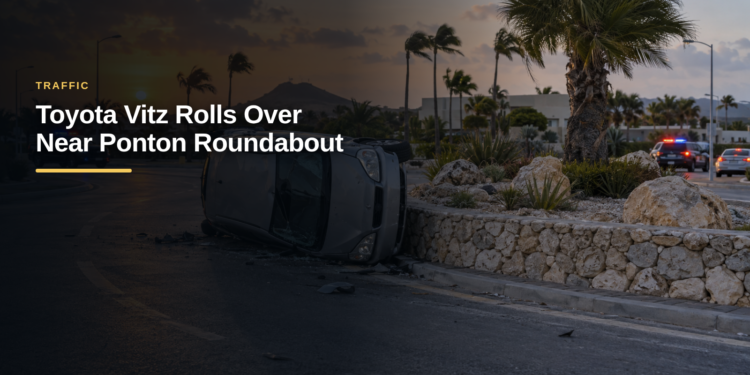 Toyota Vitz Rolls Over Near Ponton Roundabout Toyota Vitz Rolls Over Near Ponton Roundabout