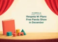 Conceptual editorial illustration of theatre curtains, a plain storybook and colourful blocks; not a depiction of the Panda characters or the announced show’s stage design.